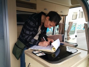 Signing for our Campervan