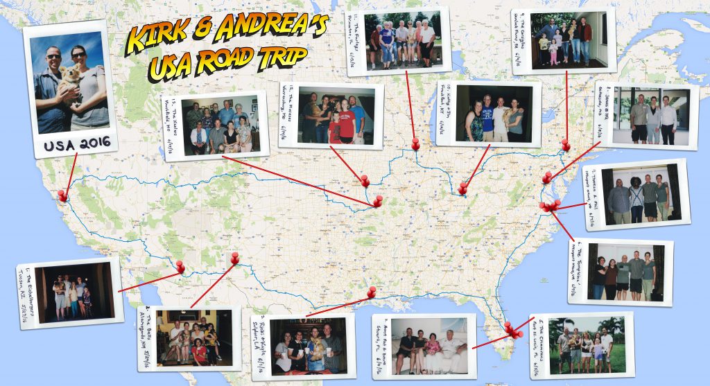 USA Road Trip Map 2016